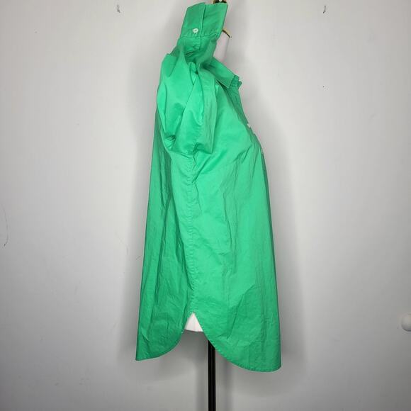 Talbots Sz S Kelly Green The Boyfriend Collared Button Up Curved Hem Cotton - Picture 8 of 12